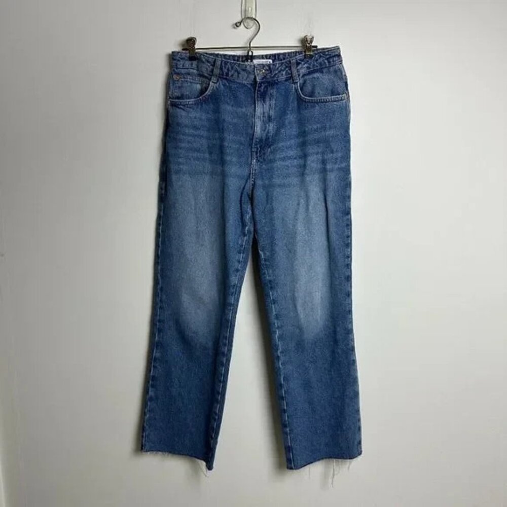 Zara High Rise Mid Blue Straight Leg Jeans Z1975 Sz 30